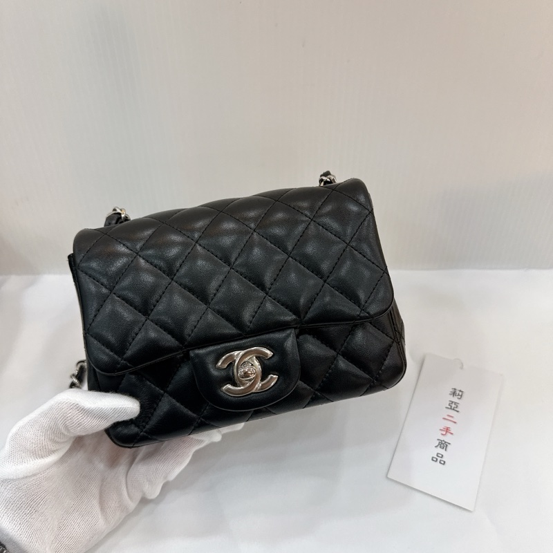 莉亞精品♡ Chanel A35200 黑銀方胖 二手-2
