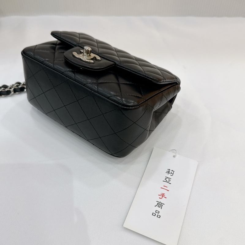 莉亞精品♡ Chanel A35200 黑銀方胖 二手-10