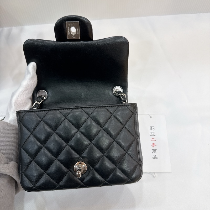 莉亞精品♡ Chanel A35200 黑銀方胖 二手-14