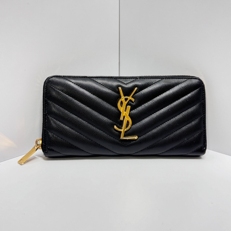 【極新🎁】 YSL 黑金 魚子醬牛皮 長夾 （專櫃29,900）-0