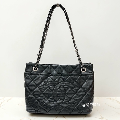 莉亞精品♡Chanel A67291 黑銀托特包 二手