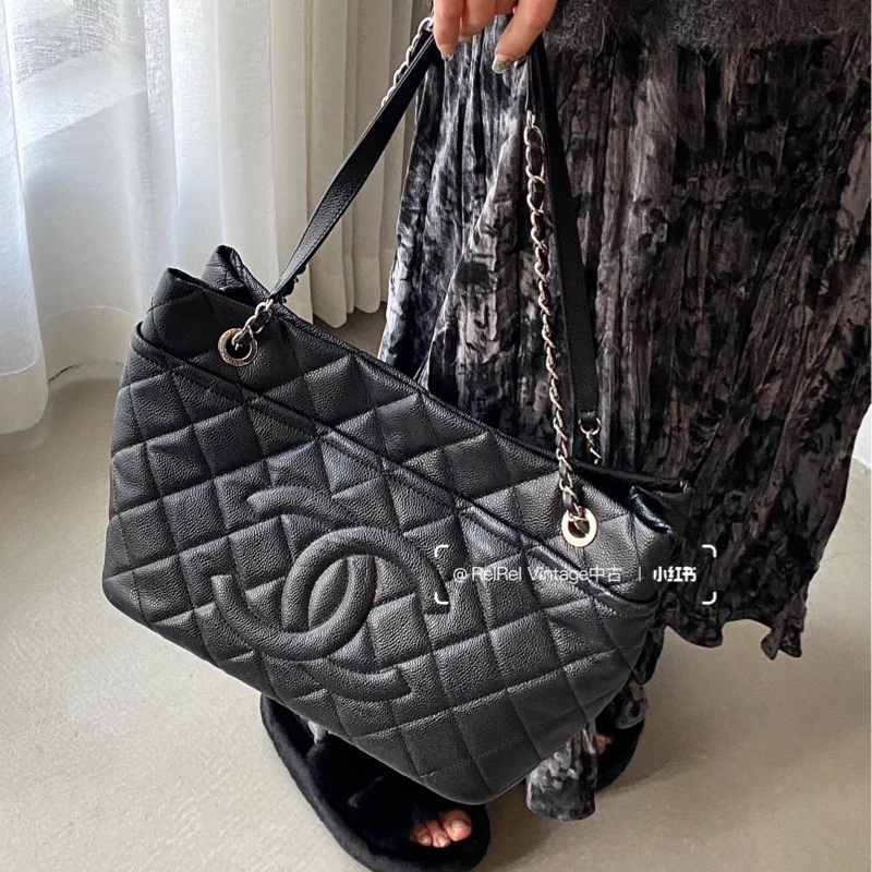 莉亞精品♡Chanel A67291 黑銀托特包 二手-1