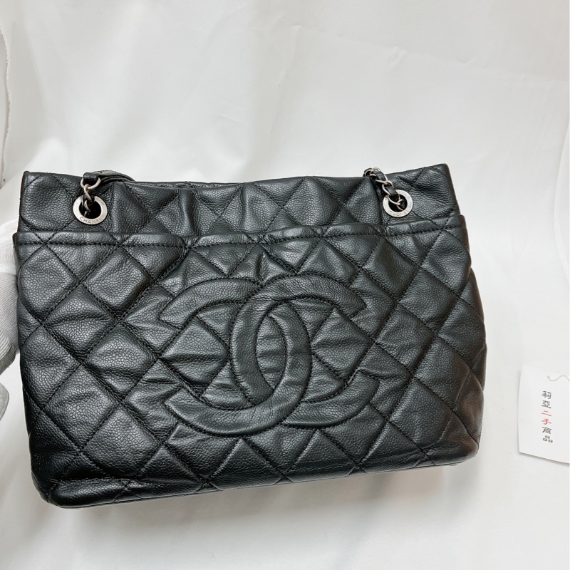 莉亞精品♡Chanel A67291 黑銀托特包 二手-4