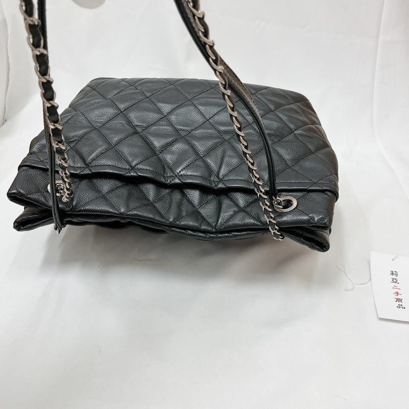 莉亞精品♡Chanel A67291 黑銀托特包 二手-7