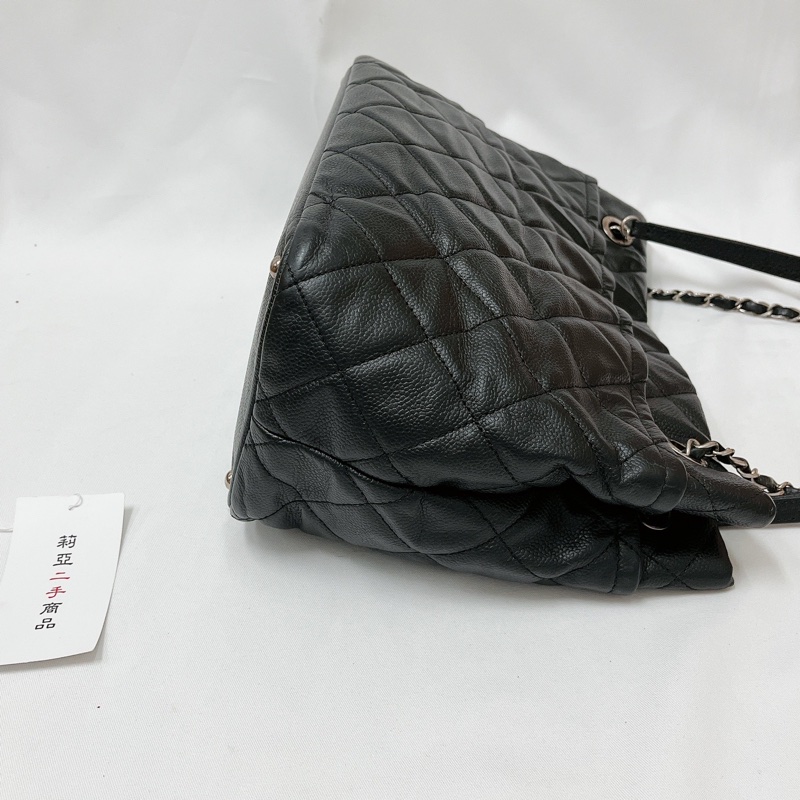 莉亞精品♡Chanel A67291 黑銀托特包 二手-9