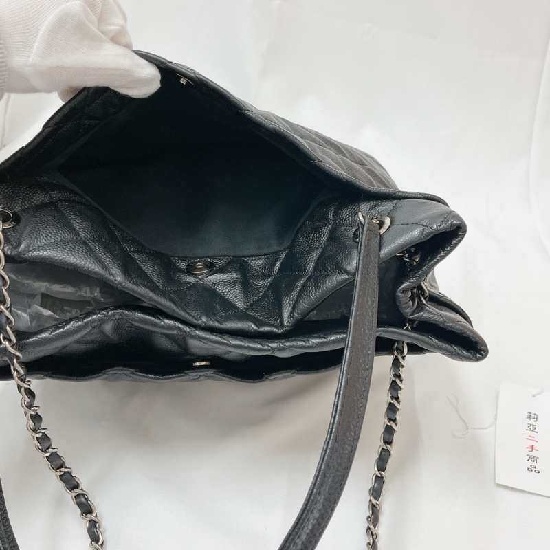 莉亞精品♡Chanel A67291 黑銀托特包 二手-10