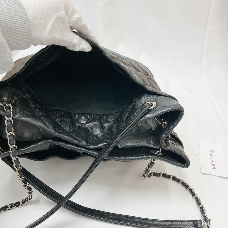 莉亞精品♡Chanel A67291 黑銀托特包 二手-11