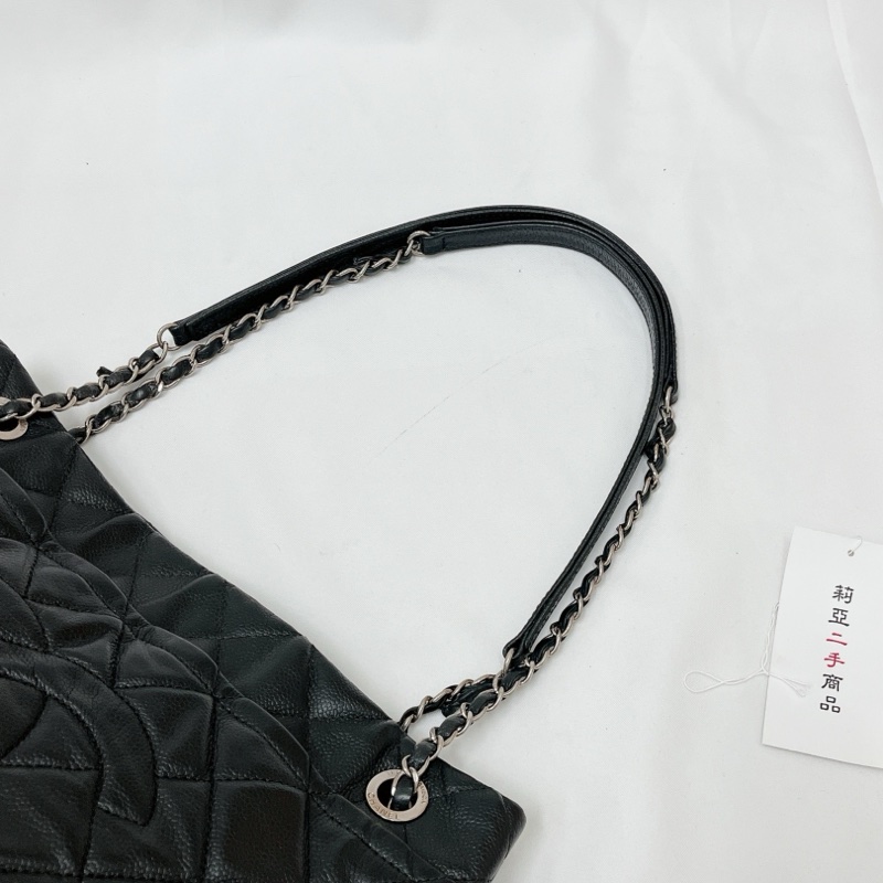 莉亞精品♡Chanel A67291 黑銀托特包 二手-12