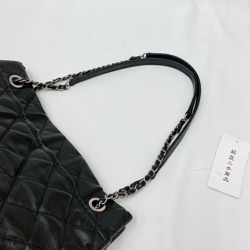 莉亞精品♡Chanel A67291 黑銀托特包 二手-13