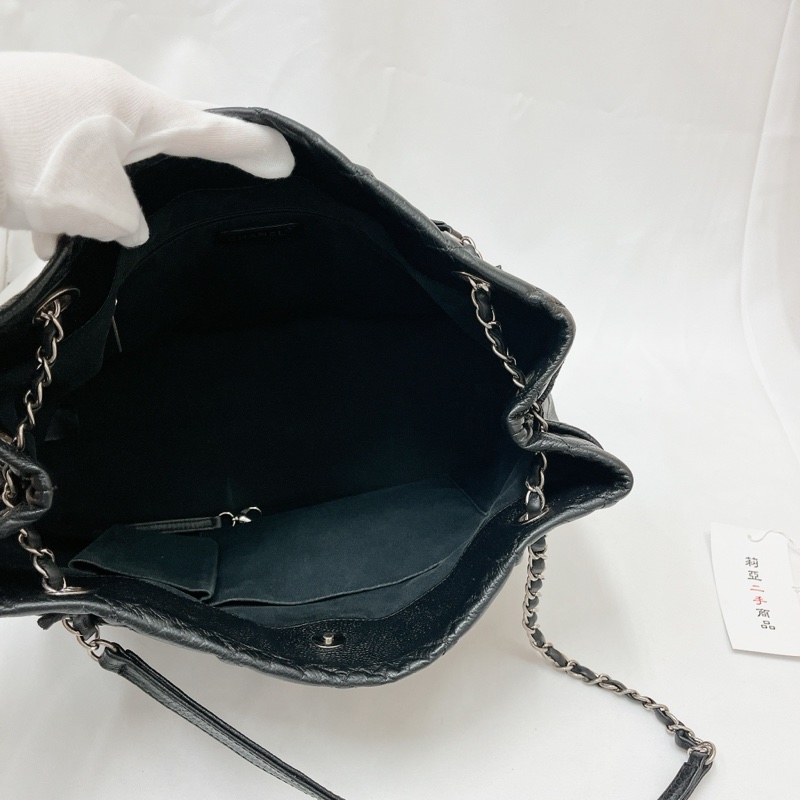 莉亞精品♡Chanel A67291 黑銀托特包 二手-14