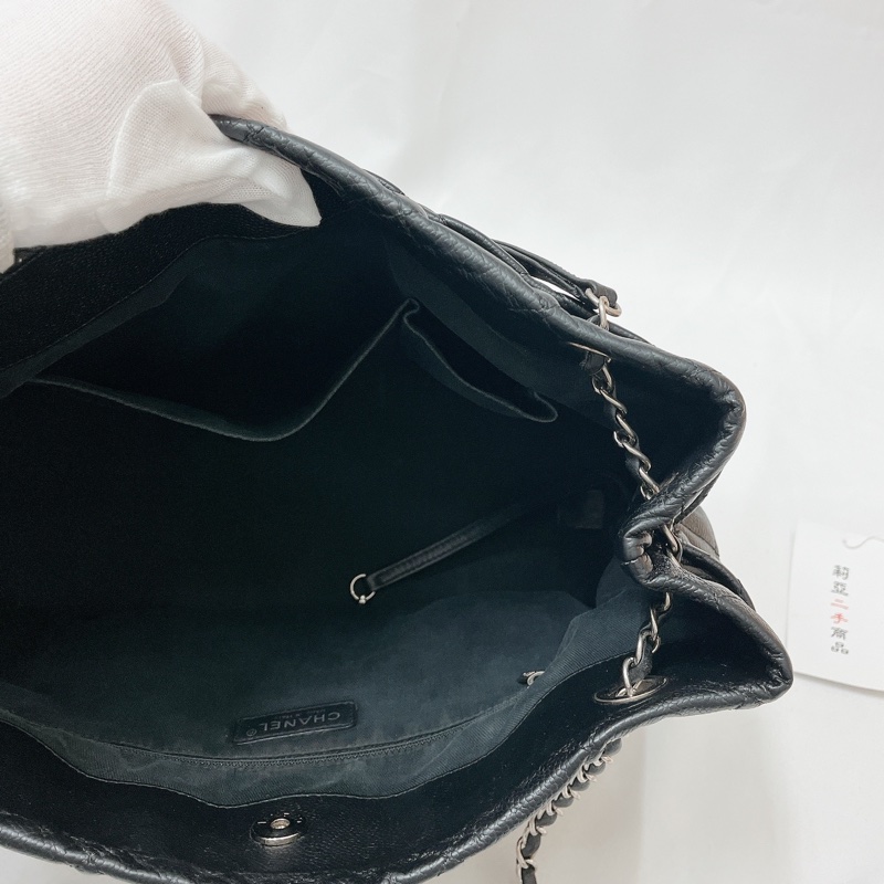 莉亞精品♡Chanel A67291 黑銀托特包 二手-16