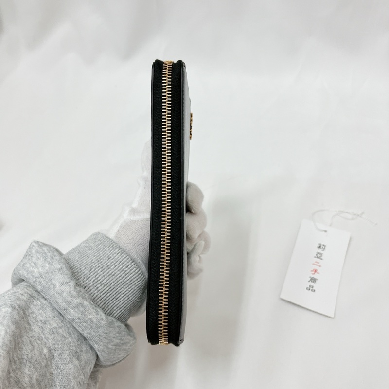 莉亞精品♡Chloe 黑皮革logo長夾 二手-3