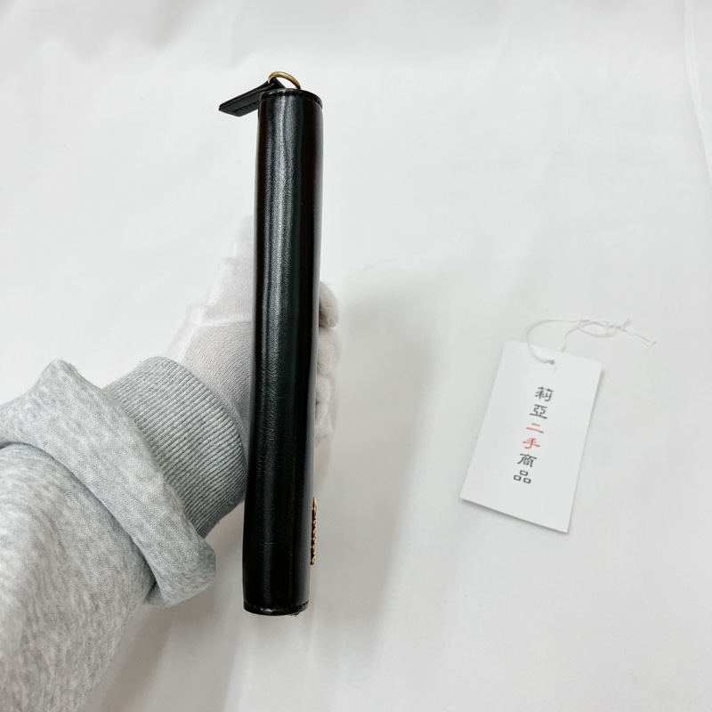 莉亞精品♡Chloe 黑皮革logo長夾 二手-4