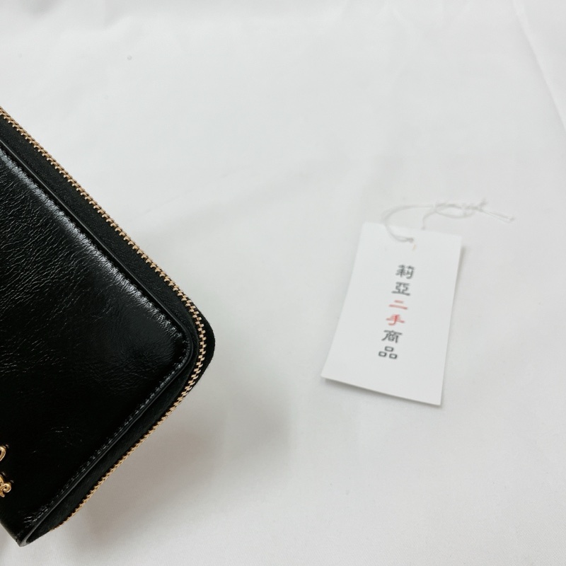 莉亞精品♡Chloe 黑皮革logo長夾 二手-9