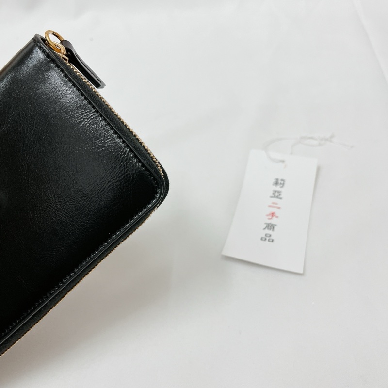 莉亞精品♡Chloe 黑皮革logo長夾 二手-10