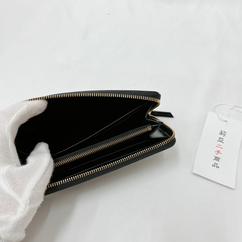 莉亞精品♡Chloe 黑皮革logo長夾 二手-13