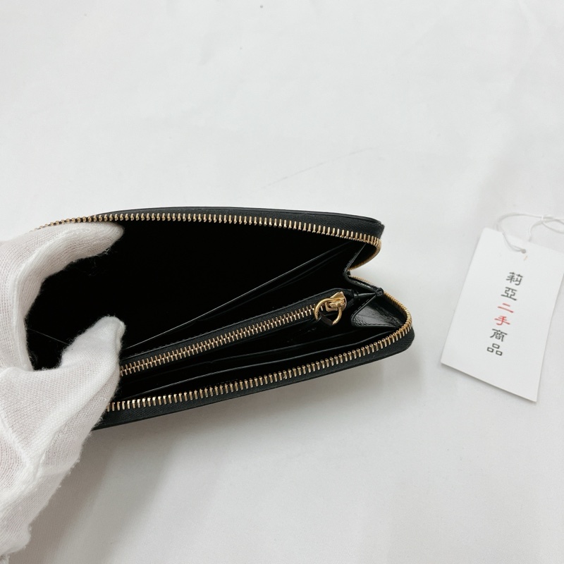 莉亞精品♡Chloe 黑皮革logo長夾 二手-14