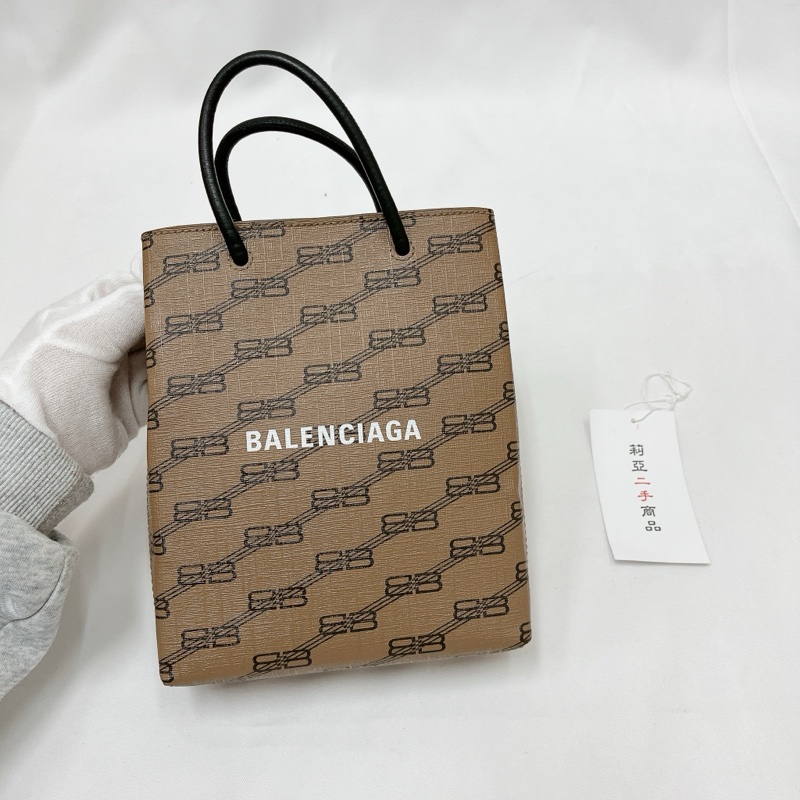 莉亞精品♡BALENCIAGA 老花 咖色 手機包 二手-3