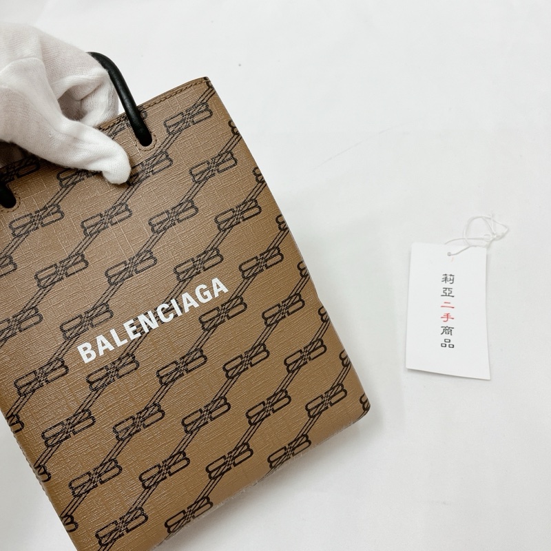 莉亞精品♡BALENCIAGA 老花 咖色 手機包 二手-12