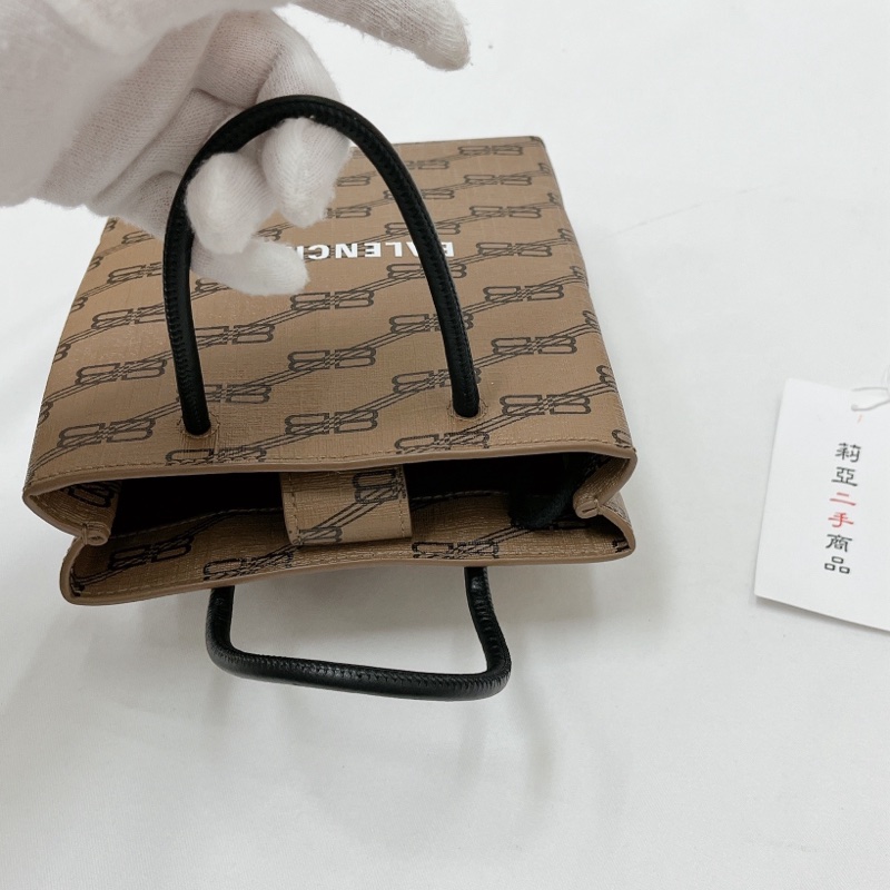 莉亞精品♡BALENCIAGA 老花 咖色 手機包 二手-15