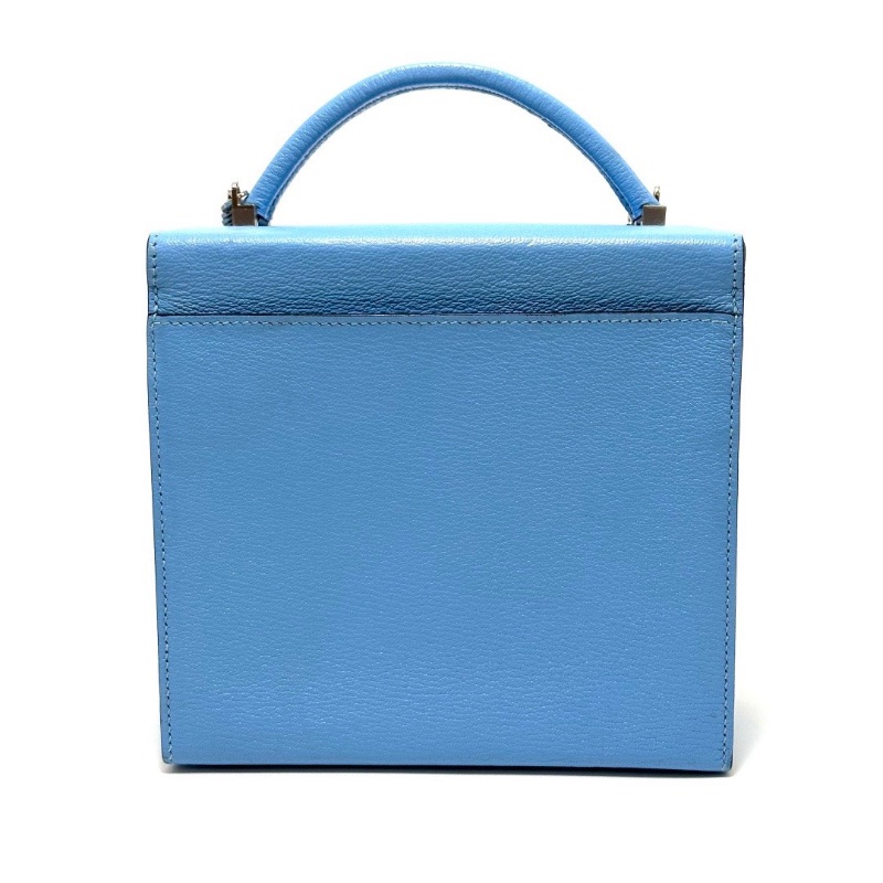 HERMES糖果藍銀扣Cinhetic18 盒子手提肩背斜背包18*17*8.5 98新配件塵袋-6