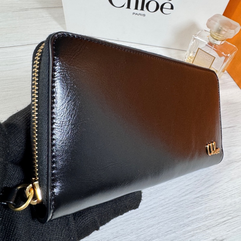 🔥🔥Chloe 長夾 草寫字母 黑色-3