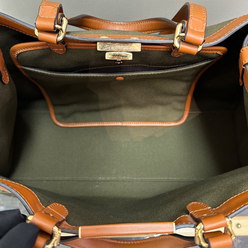 FENDI 老花帆布拼皮手提肩背托特包41*27*12 98新配件塵袋-2