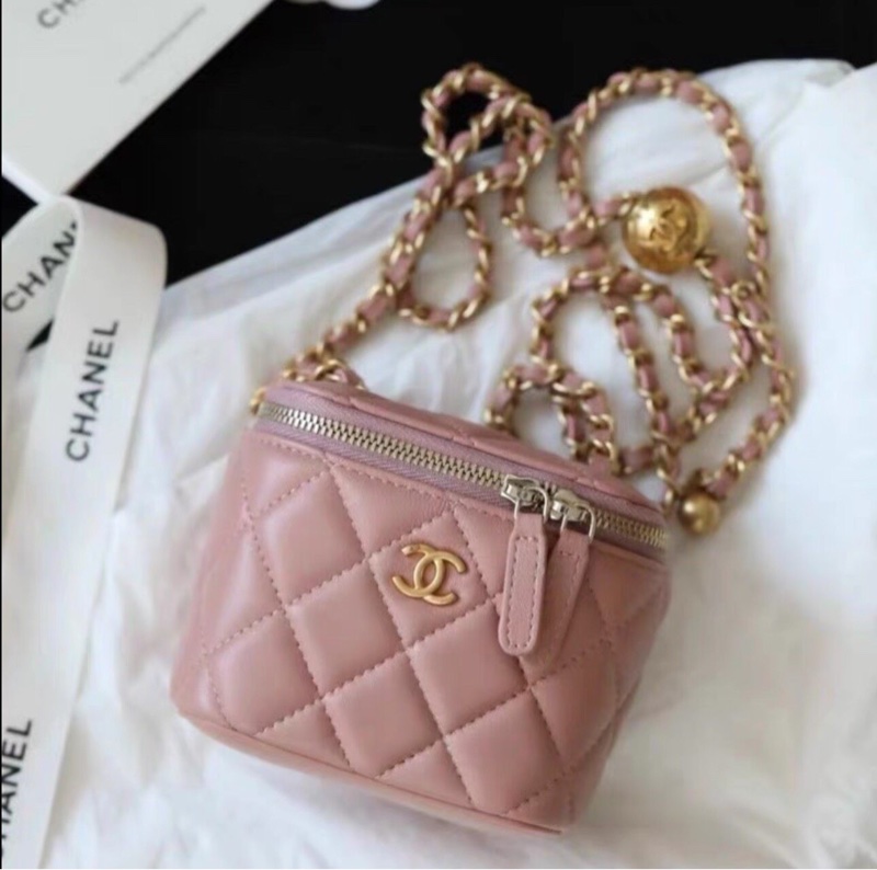 全網最低價✨98新 Chanel 金球小盒子 裸粉色-1