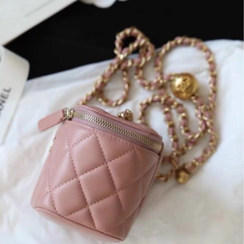 全網最低價✨98新 Chanel 金球小盒子 裸粉色-2