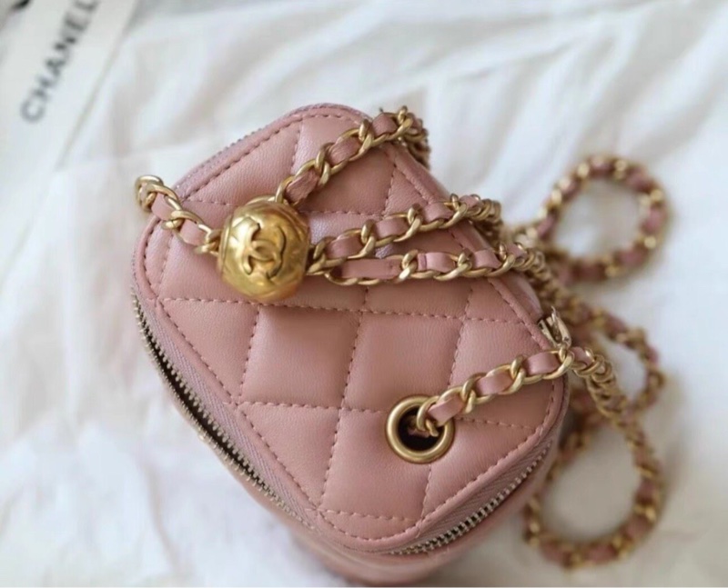 全網最低價✨98新 Chanel 金球小盒子 裸粉色-6