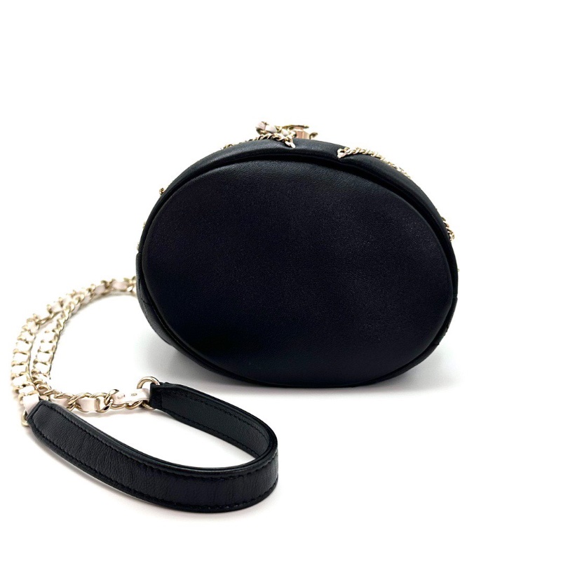 CHANEL 黑金抽繩水桶肩背斜背包15*19*12 98新配件塵袋-4