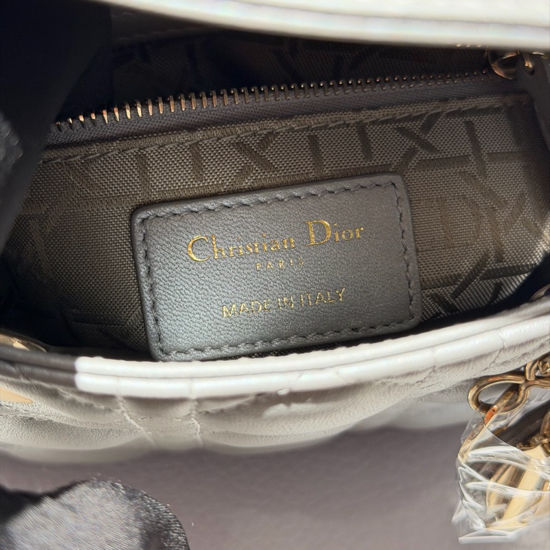 【99新 ✨ 全網最低價！】Lady dior mini 戴妃三格 灰色金扣 羊皮（下單前先詢問庫存❗️）-22