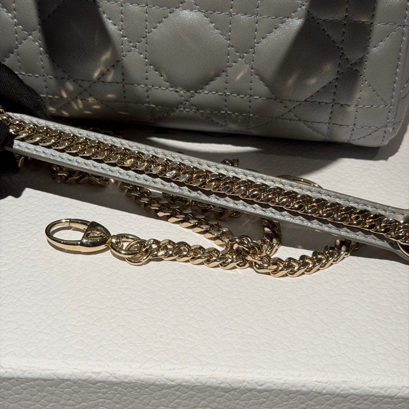 【99新 ✨ 全網最低價！】Lady dior mini 戴妃三格 灰色金扣 羊皮（下單前先詢問庫存❗️）-30