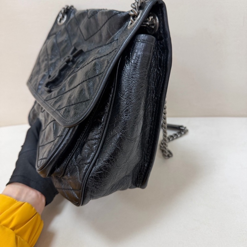 YSL油蠟皮Niki中號黑銀鏈條包 28*22 98新配件塵袋-4