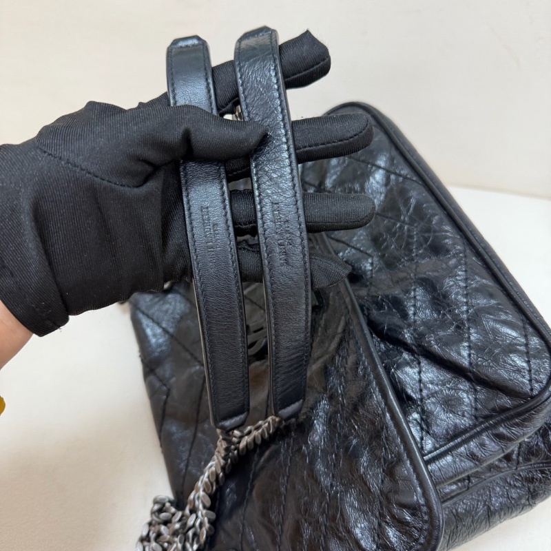 YSL油蠟皮Niki中號黑銀鏈條包 28*22 98新配件塵袋-7