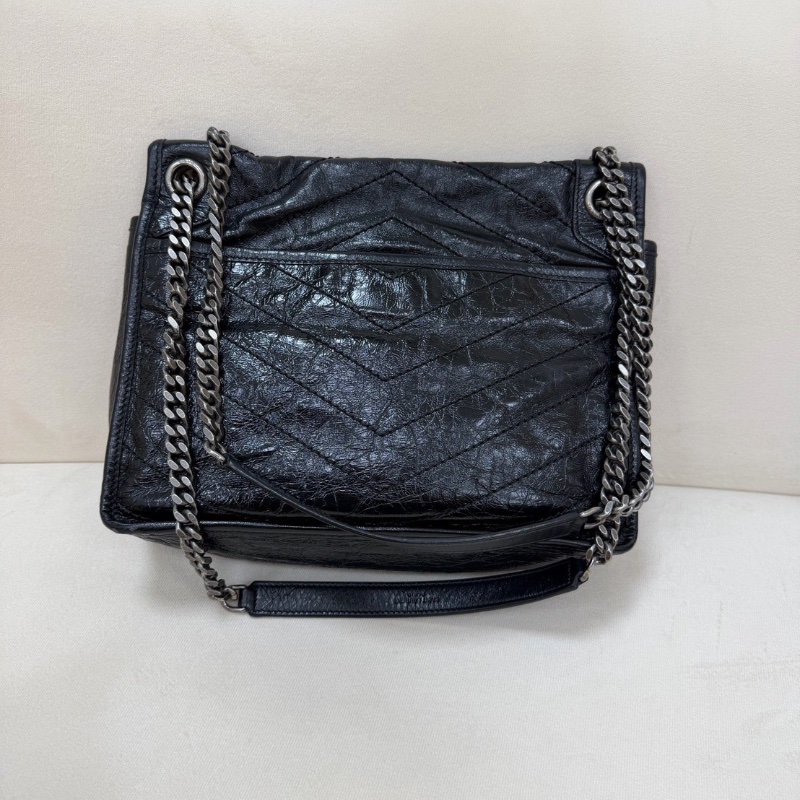 YSL油蠟皮Niki中號黑銀鏈條包 28*22 98新配件塵袋-8