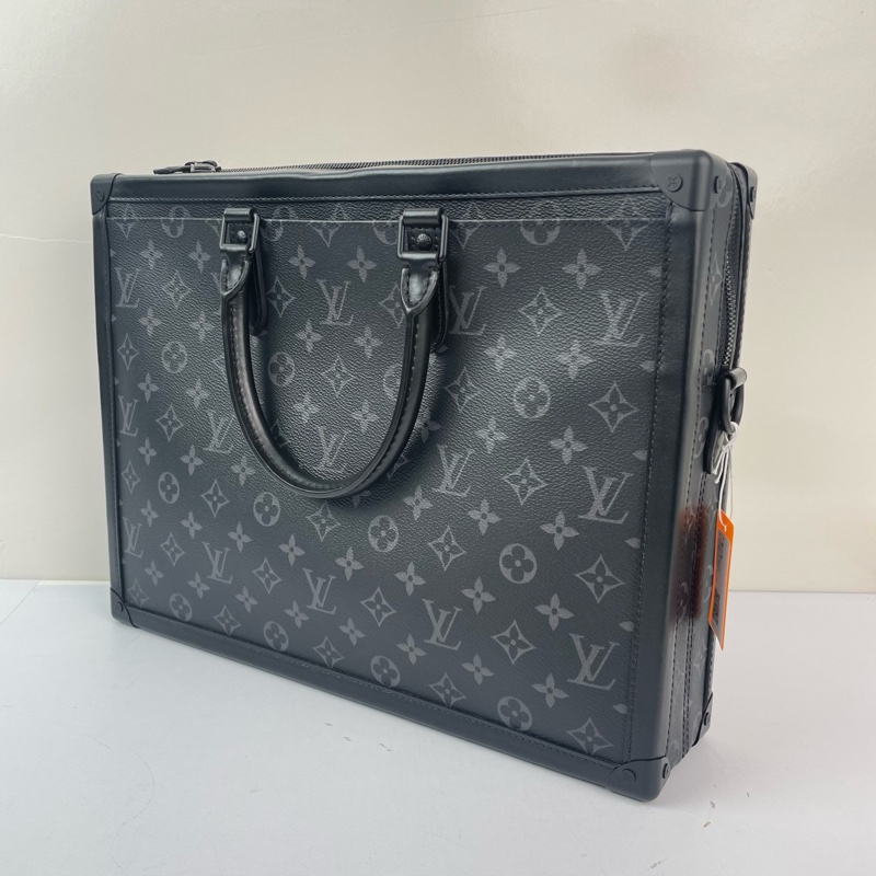 LouisVuitton路易威登黑花黑武士手提soft  trunk盒子黑花公文包 斜挎包-3