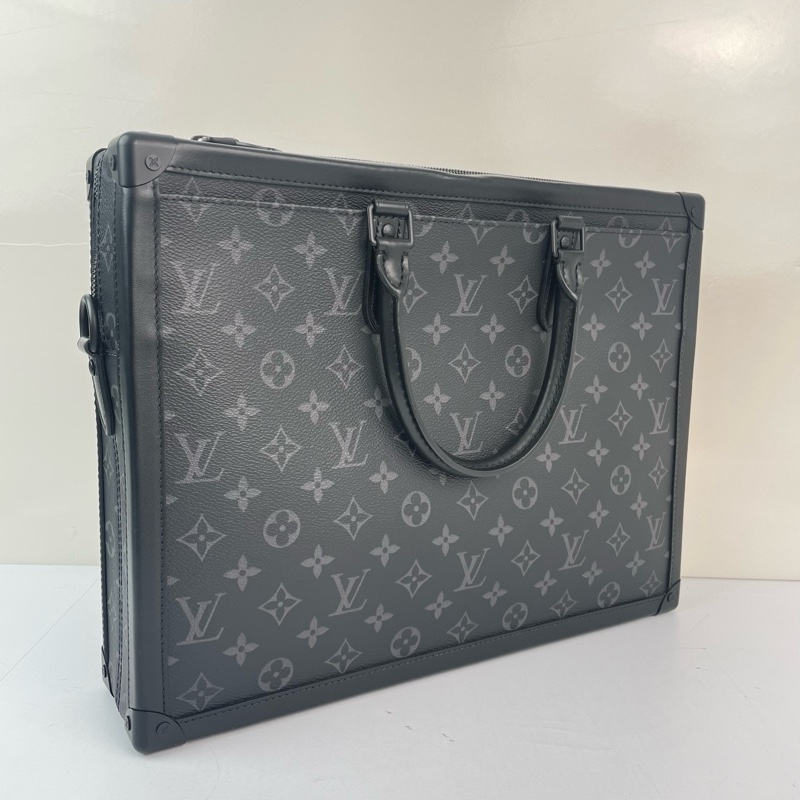 LouisVuitton路易威登黑花黑武士手提soft  trunk盒子黑花公文包 斜挎包-5
