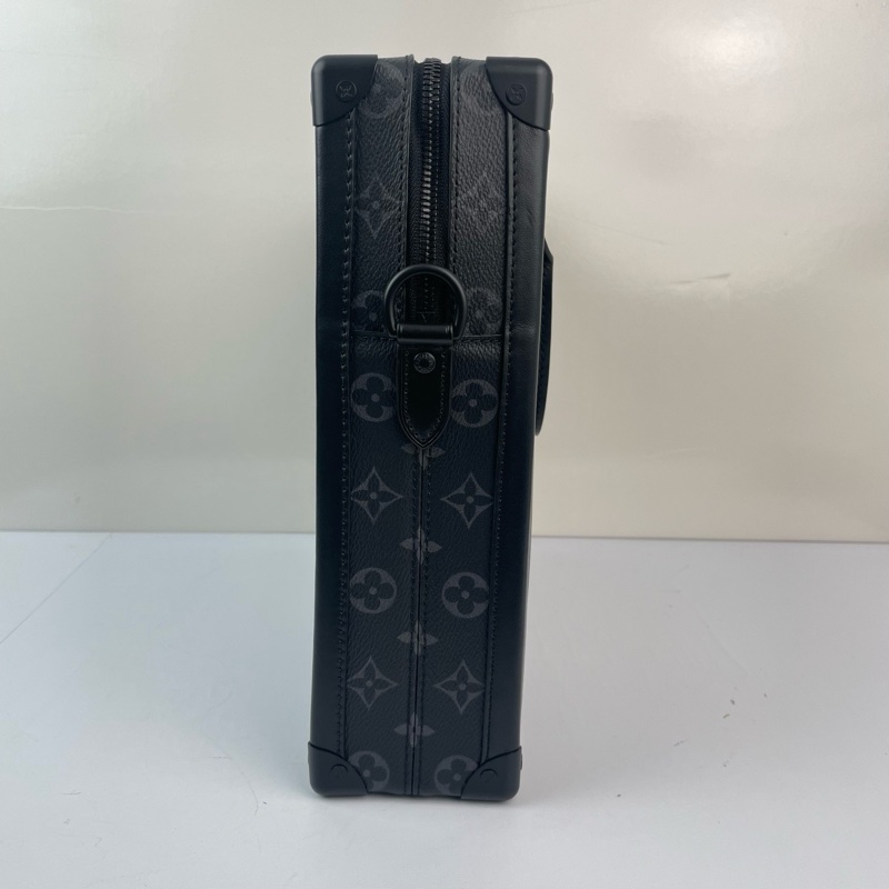 LouisVuitton路易威登黑花黑武士手提soft  trunk盒子黑花公文包 斜挎包-6