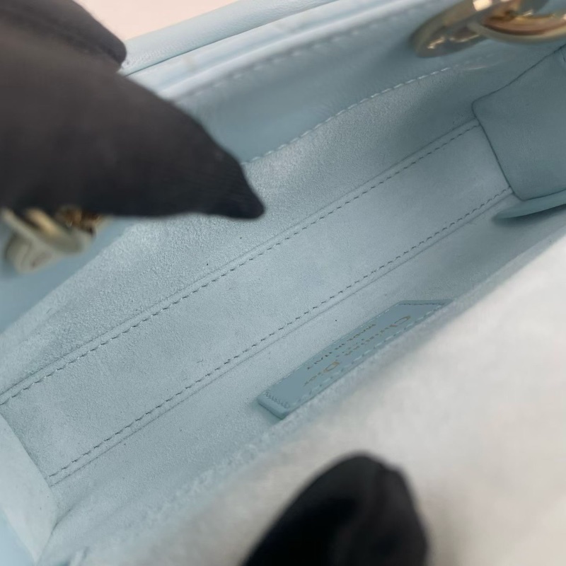 dior D-joy 霧霾藍 三格黛妃橫版mini 芯片款17*10*3 98新配件塵袋-4