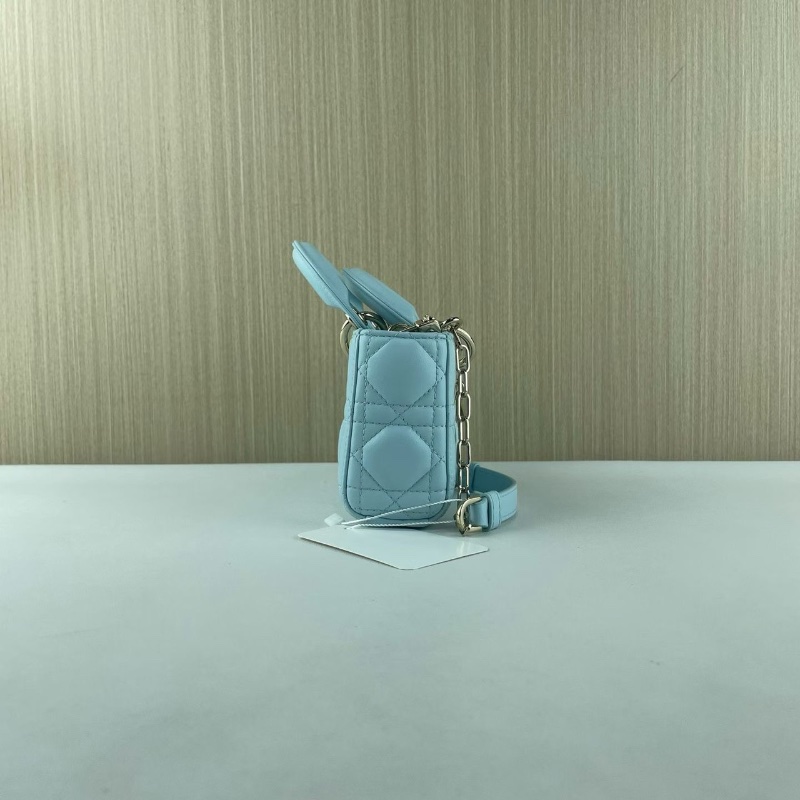 dior D-joy 霧霾藍 三格黛妃橫版mini 芯片款17*10*3 98新配件塵袋-5