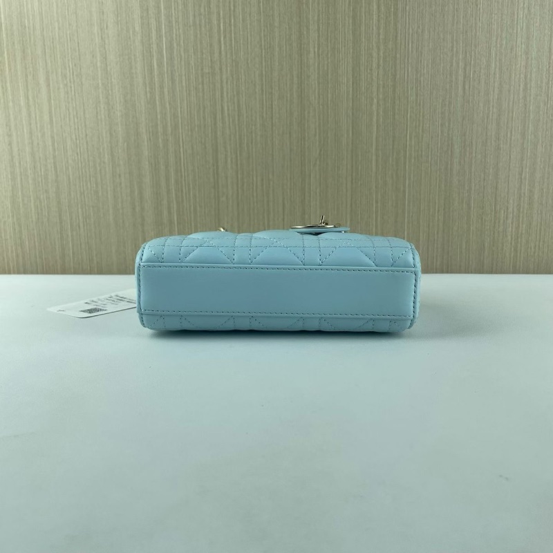 dior D-joy 霧霾藍 三格黛妃橫版mini 芯片款17*10*3 98新配件塵袋-6