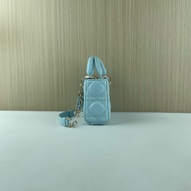 dior D-joy 霧霾藍 三格黛妃橫版mini 芯片款17*10*3 98新配件塵袋-7