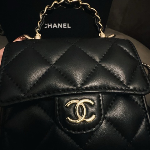 Chanel｜23K雙C皮穿鍊手柄小包
