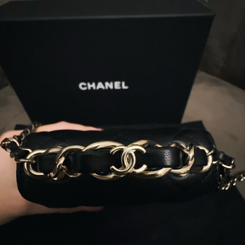 Chanel｜23K雙C皮穿鍊手柄小包-12