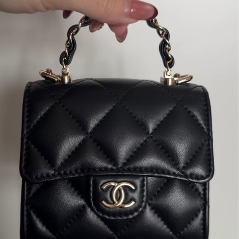 Chanel｜23K雙C皮穿鍊手柄小包