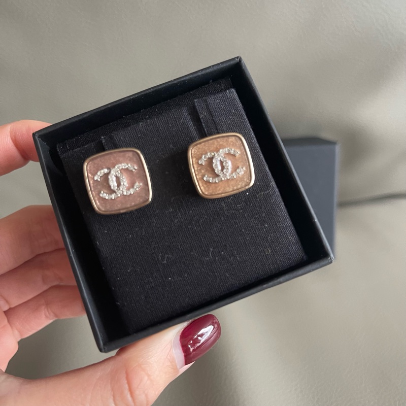 全新🖤Chanel 香奈兒 CC Logo Earring 耳環 耳釘 粉色-0