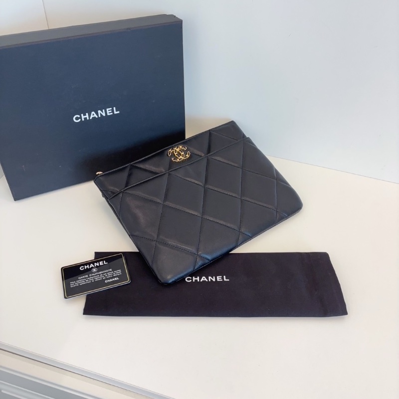 Chanel 黑金 19bag 晚宴手拿包 28*21  99新配件保卡塵袋-5