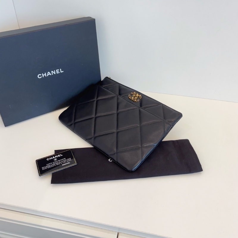 Chanel 黑金 19bag 晚宴手拿包 28*21  99新配件保卡塵袋-6