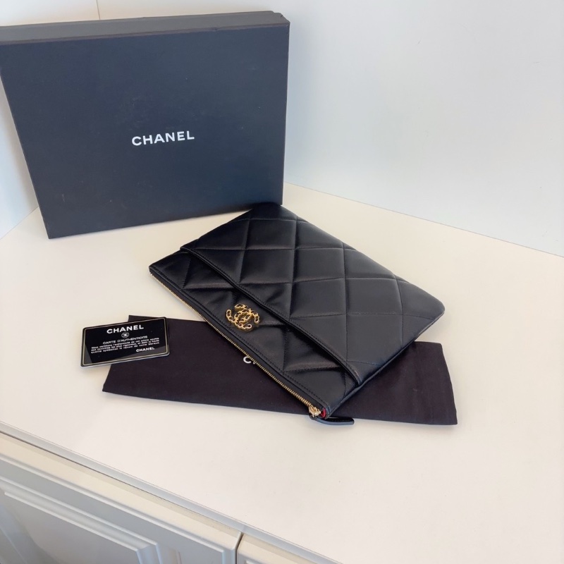Chanel 黑金 19bag 晚宴手拿包 28*21  99新配件保卡塵袋-8